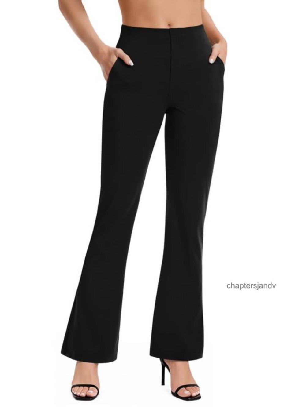 DLOODA Pull-On High Waist Bootcut Dress Pants Business Casual 4 Pockets
